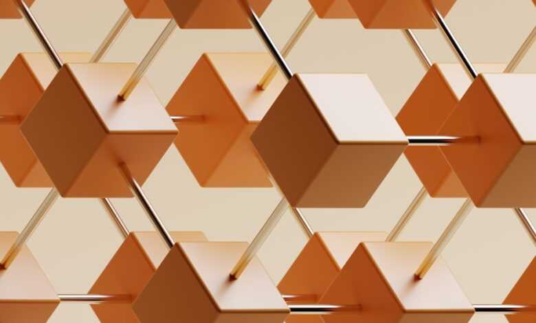 an abstract background of orange and white cubes