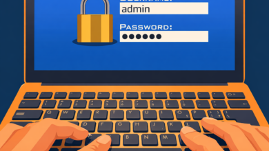 laptop, computer, keyboard, typing, login, admin, password, security, digital security, internet, access, technology, hands, vector flat, commercial use, stylized, modern illustration, business, cybersecurity, office, minimal background, tech concept, editorial, stock illustration, ai generated